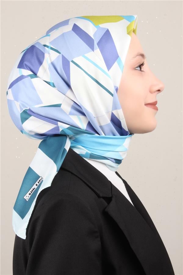 Silk Life Lotus Eşarp 4126-1 Turkuaz