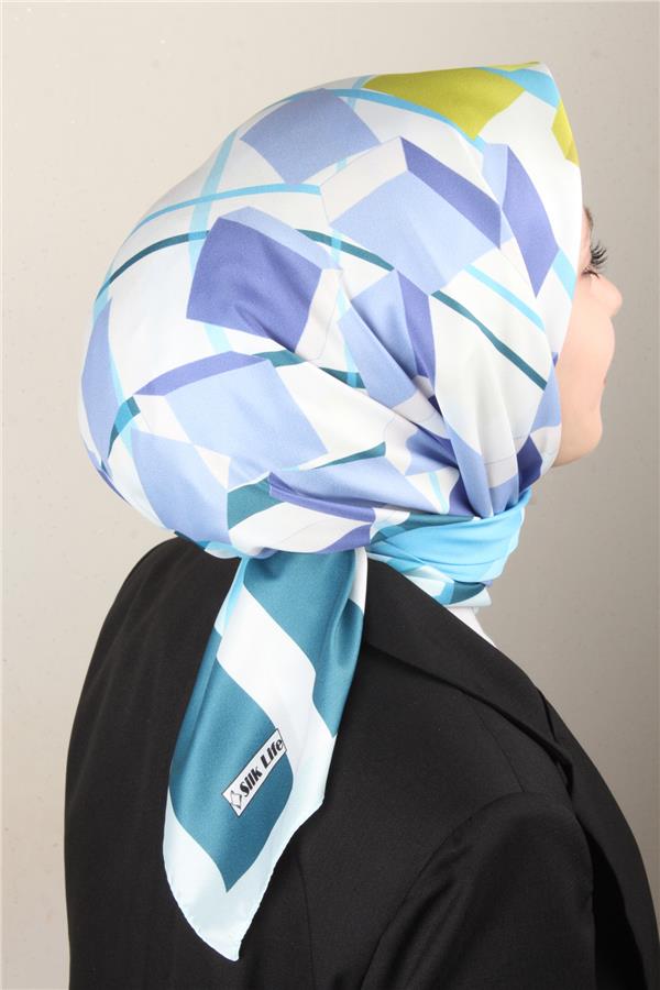 Silk Life Lotus Eşarp 4126-1 Turkuaz