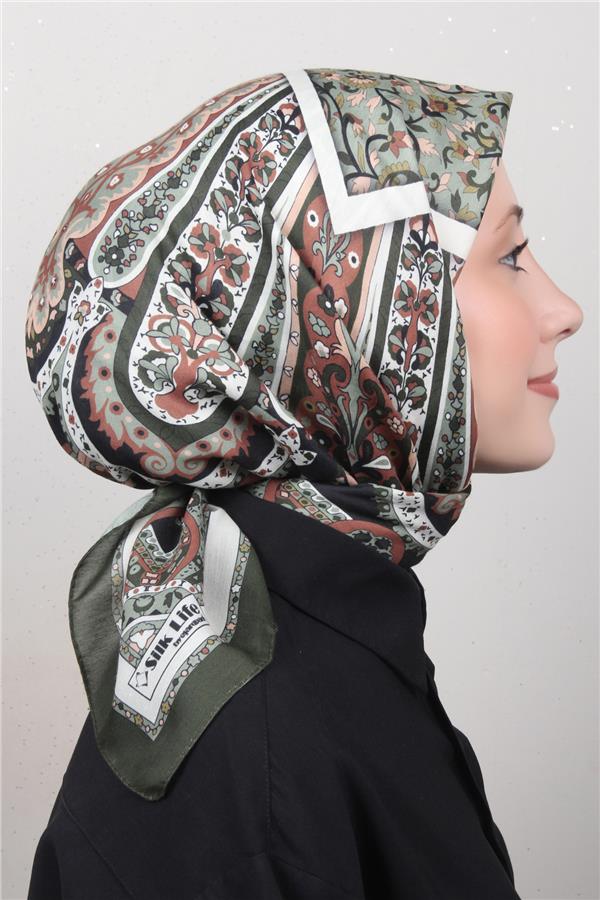 Silk Life Soft Pamuk Eşarp 4127-2 Haki 