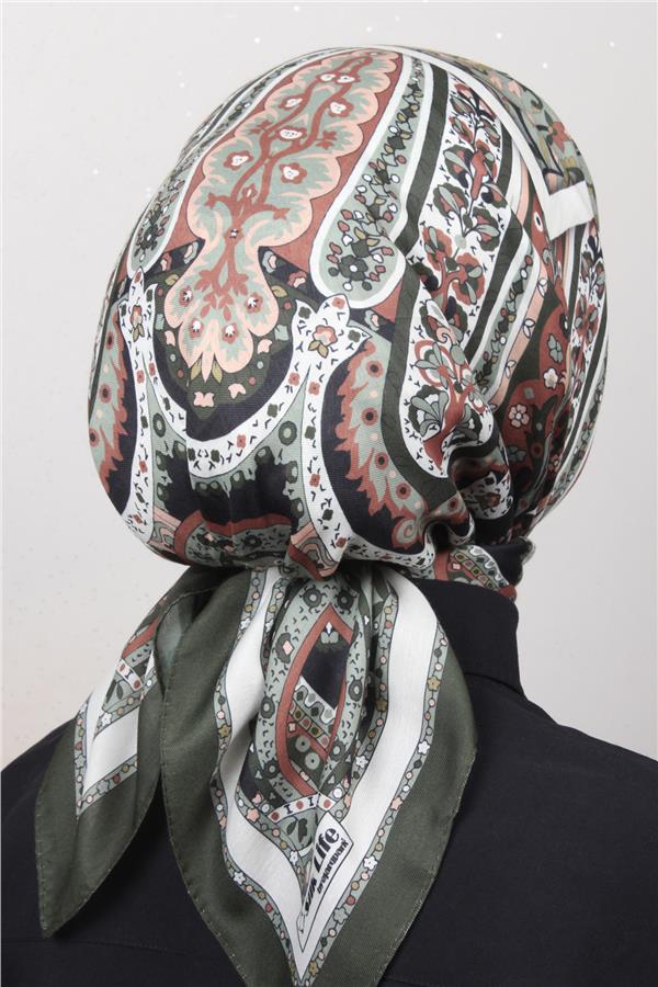 Silk Life Soft Pamuk Eşarp 4127-2 Haki 