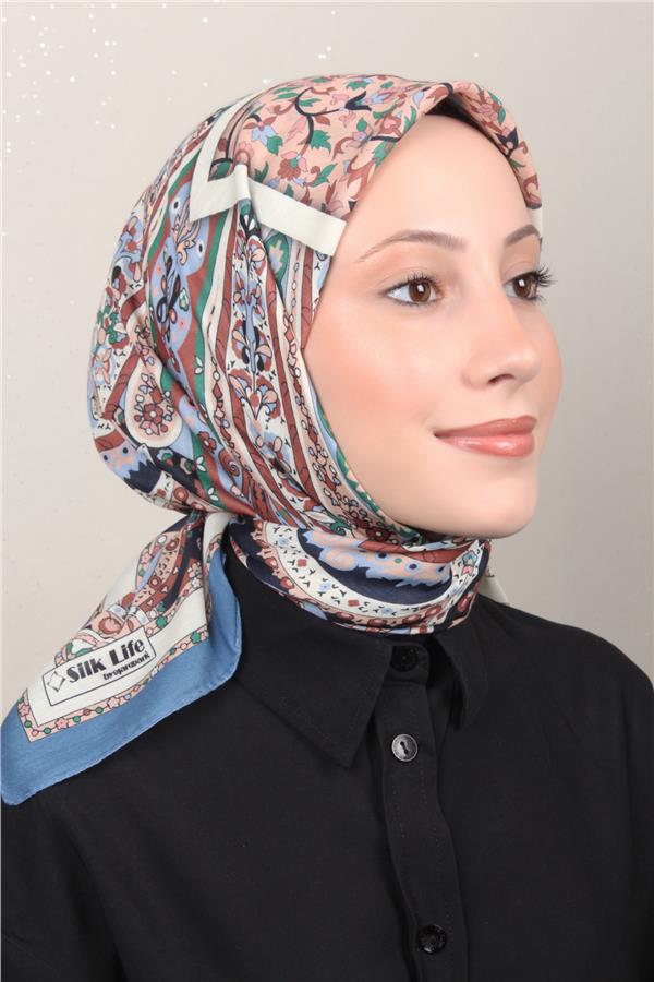 Silk Life Soft Pamuk Eşarp 4127-4 Kot Mavisi 