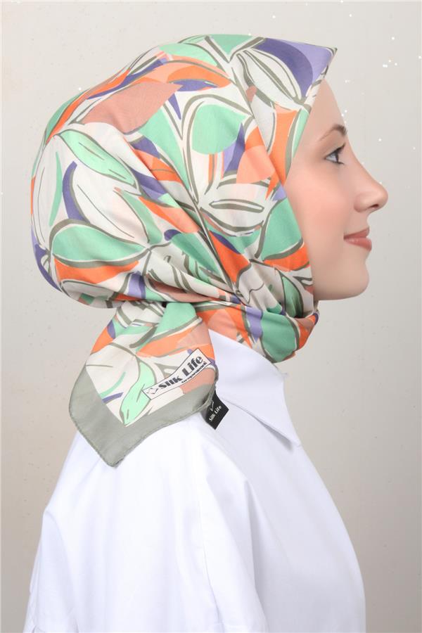 Silk Life Soft Pamuk Eşarp 4128-1 Mint Yeşili 