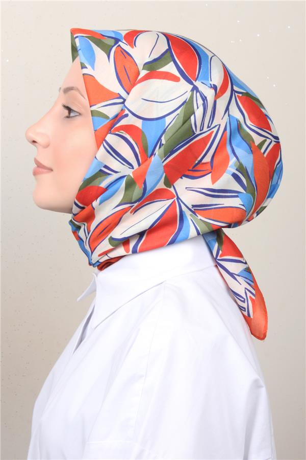 Silk Life Soft Pamuk Eşarp 4128-10 Turuncu