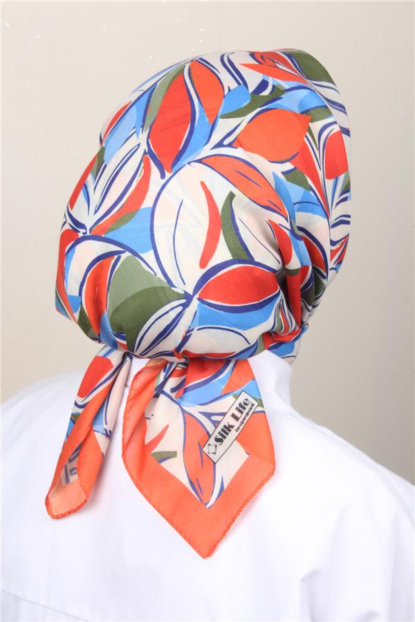 Silk Life Soft Pamuk Eşarp 4128-10 Turuncu