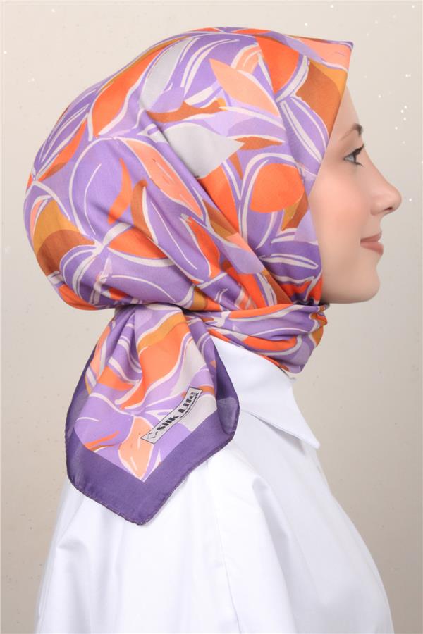 Silk Life Soft Pamuk Eşarp 4128-2 Mor