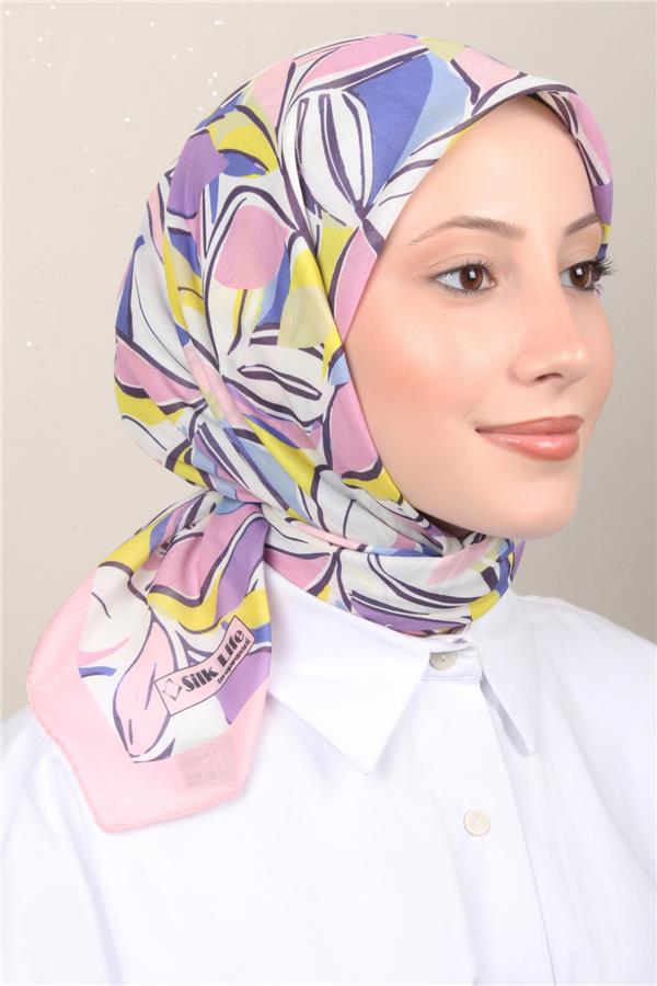Silk Life Soft Pamuk Eşarp 4128-4 Toz Pembe 