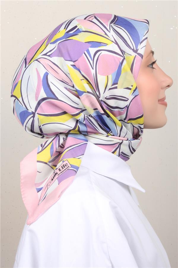 Silk Life Soft Pamuk Eşarp 4128-4 Toz Pembe 