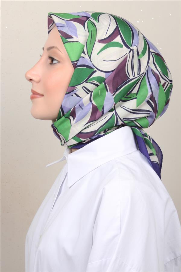 Silk Life Soft Pamuk Eşarp 4128-5 Mor Yeşil 