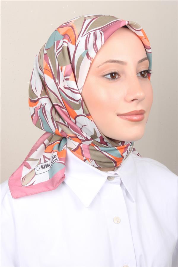 Silk Life Soft Pamuk Eşarp 4128-8 Gül Kurusu 