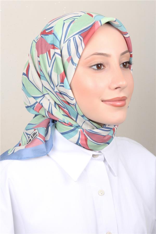 Silk Life Soft Pamuk Eşarp 4128-9 İndigo