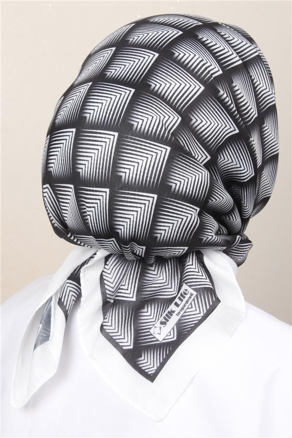 Silk Life Soft Pamuk Eşarp 4129-11 Beyaz Siyah