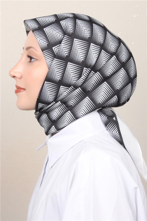Silk Life Soft Pamuk Eşarp 4129-11 Beyaz Siyah