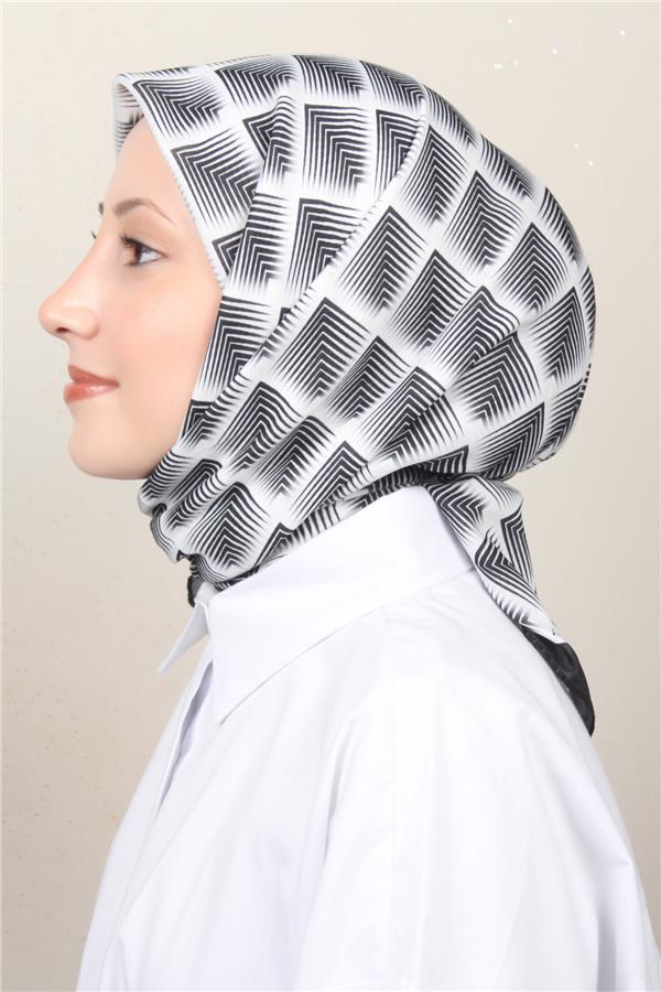 Silk Life Soft Pamuk Eşarp 4129-13 Siyah Beyaz 