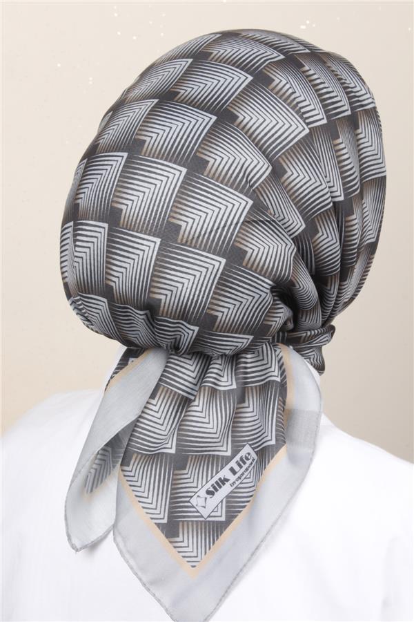 Silk Life Soft Pamuk Eşarp 4129-4 Füme