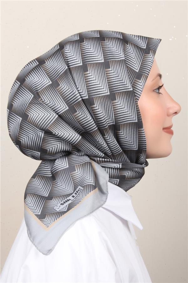 Silk Life Soft Pamuk Eşarp 4129-4 Füme