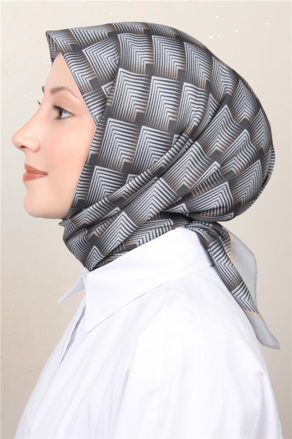 Silk Life Soft Pamuk Eşarp 4129-4 Füme