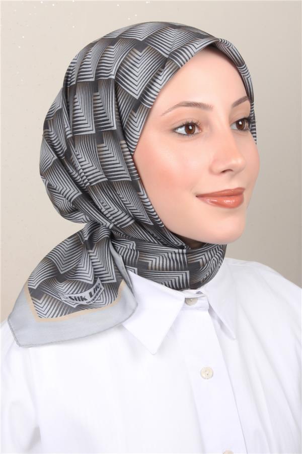Silk Life Soft Pamuk Eşarp 4129-4 Füme