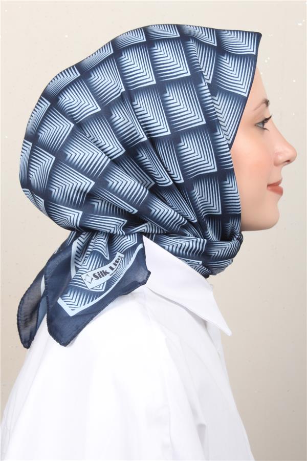Silk Life Soft Pamuk Eşarp 4129-7 Lacivert