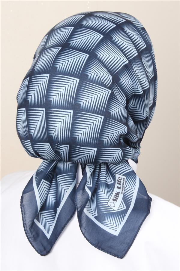 Silk Life Soft Pamuk Eşarp 4129-7 Lacivert