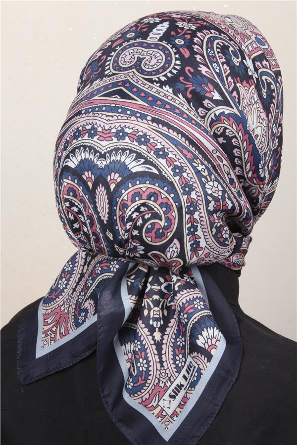 Silk Life Soft Pamuk Eşarp 4130-2 Lacivert