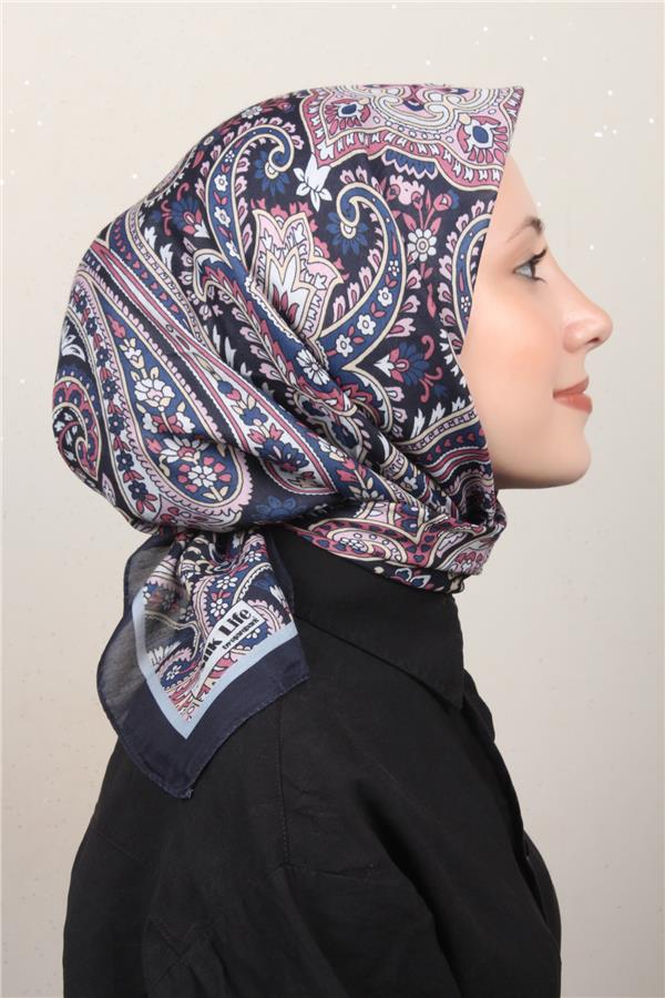 Silk Life Soft Pamuk Eşarp 4130-2 Lacivert