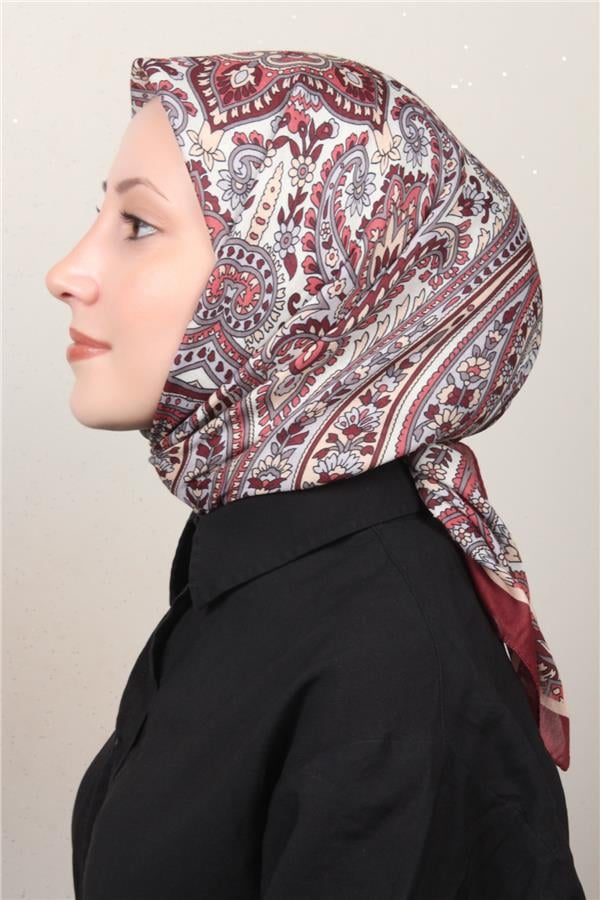 Silk Life Soft Pamuk Eşarp 4130-3 Bordo