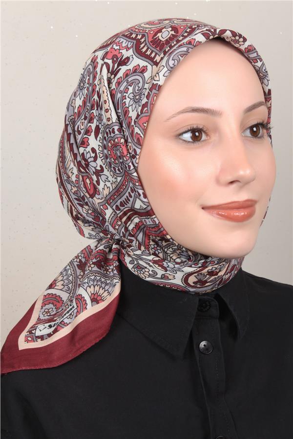 Silk Life Soft Pamuk Eşarp 4130-3 Bordo