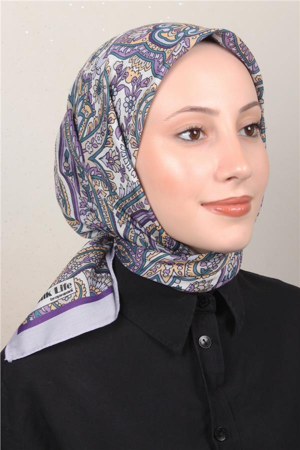 Silk Life Soft Pamuk Eşarp 4130-7 Lila