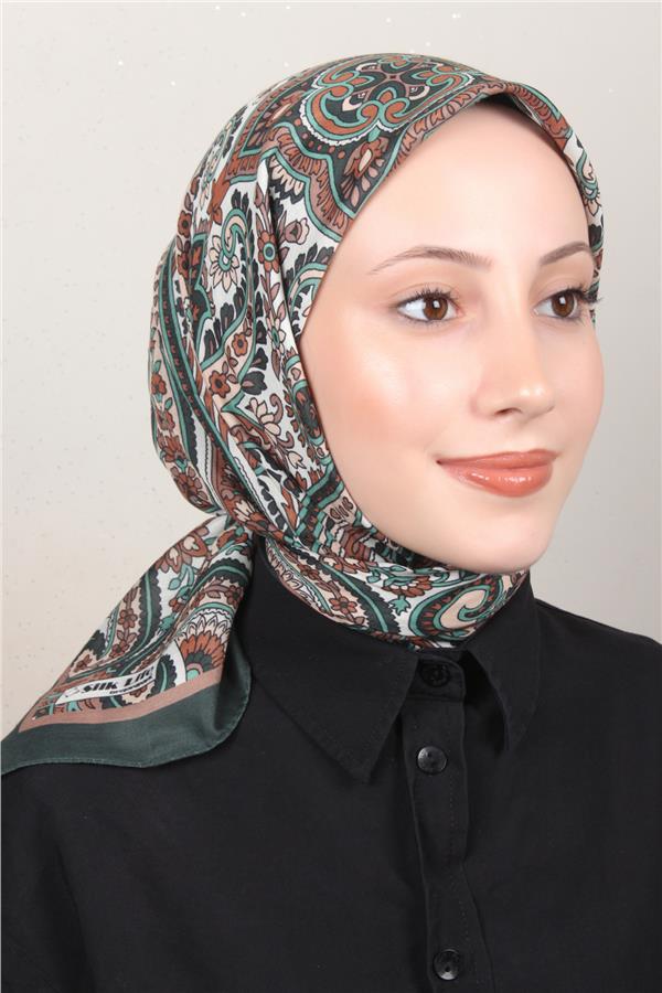 Silk Life Soft Pamuk Eşarp 4130-10 Zümrüt