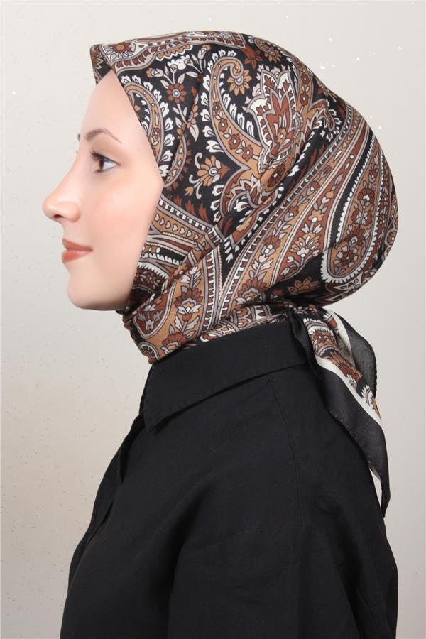 Silk Life Soft Pamuk  Eşarp 4130-13 Siyah Kahve 