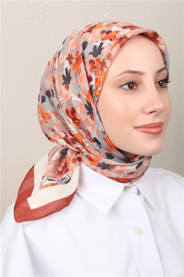 Silk Life Soft Pamuk Eşarp 4131-1 Kiremit