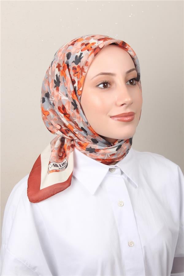 Silk Life Soft Pamuk Eşarp 4131-1 Kiremit