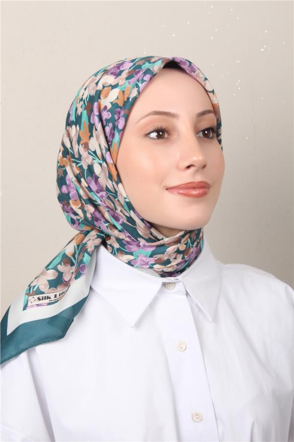 Silk Life Soft Pamuk Eşarp 4131-12 Petrol 