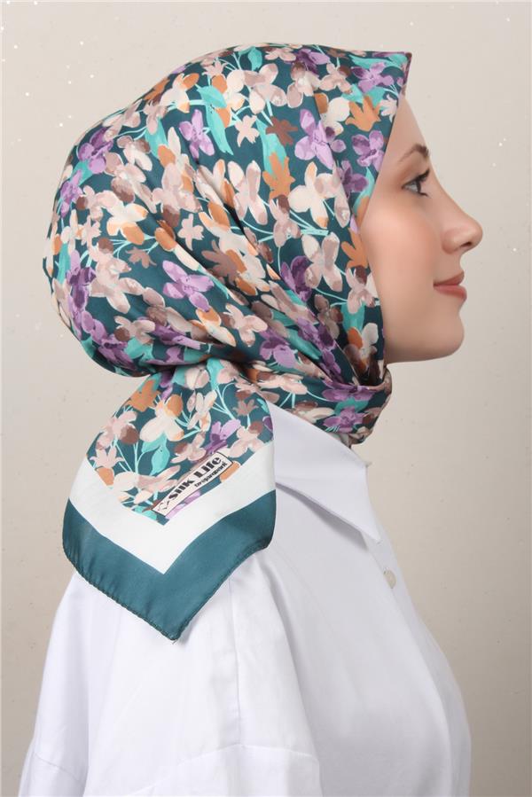 Silk Life Soft Pamuk Eşarp 4131-12 Petrol 