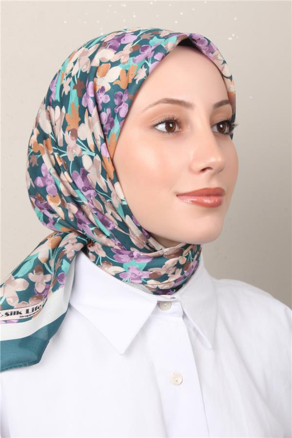 Silk Life Soft Pamuk Eşarp 4131-12 Petrol 