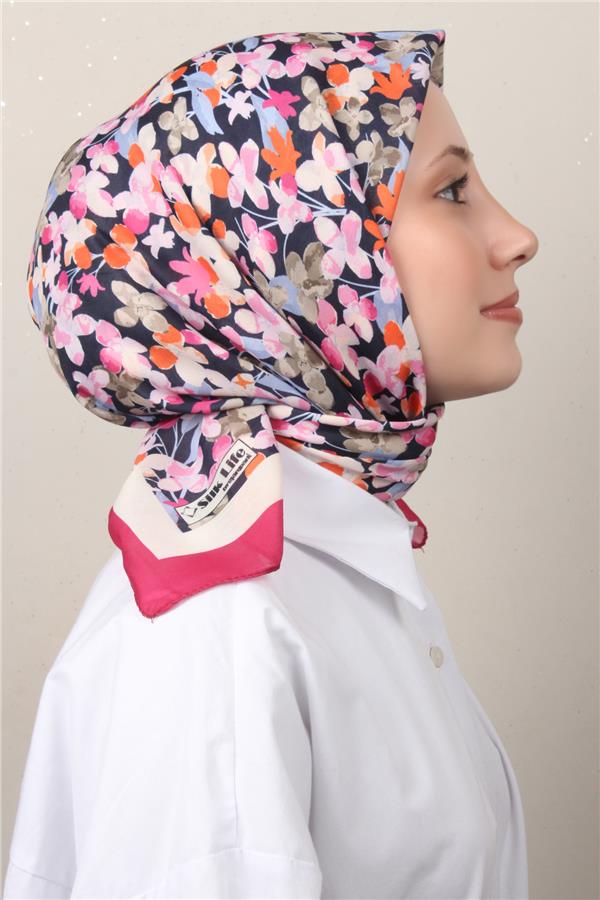 Silk Life Soft Pamuk Eşarp 4131-4 Fuşya