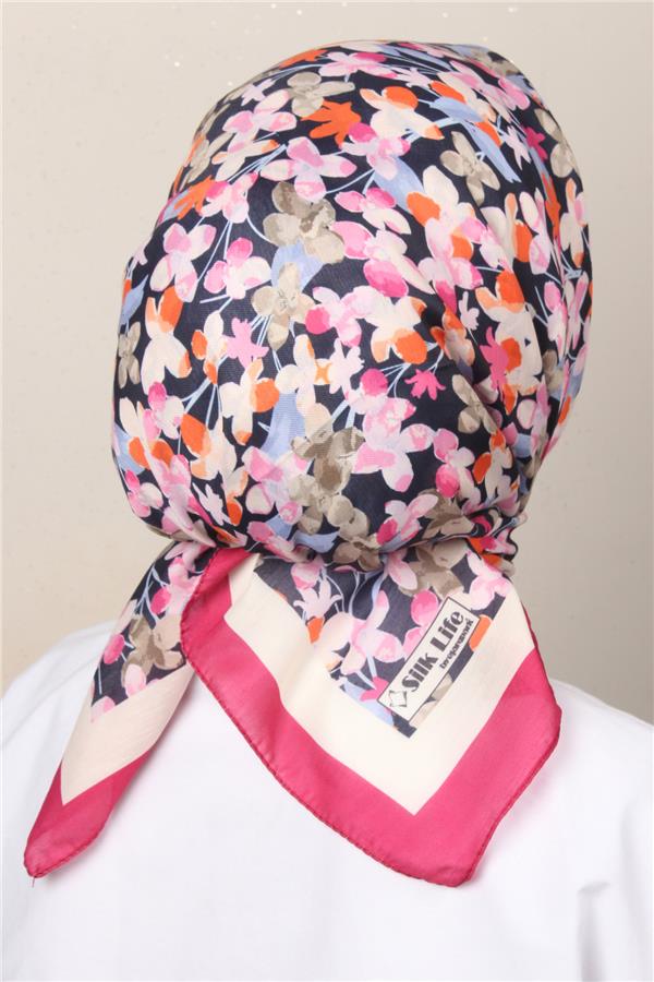 Silk Life Soft Pamuk Eşarp 4131-4 Fuşya