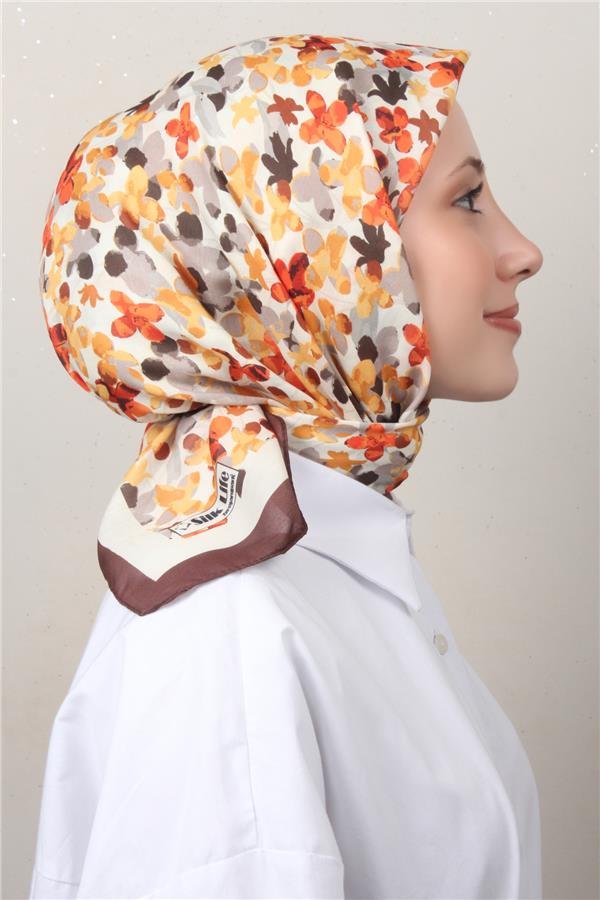 Silk Life Soft Pamuk Eşarp 4131-5 Kahve 
