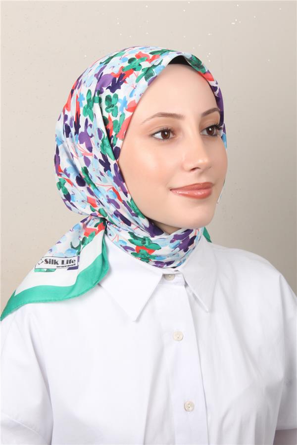 Silk Life Soft Pamuk Eşarp 4131-6 Yeşil 