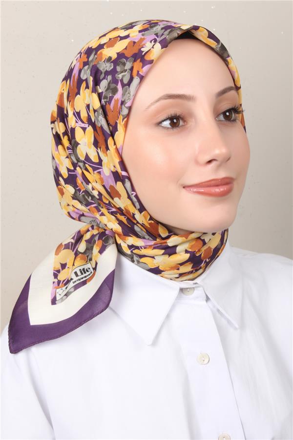 Silk Life Soft Pamuk Eşarp 4131-7 Mor