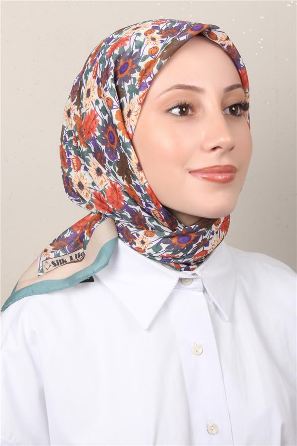 Silk Life Soft Pamuk Eşarp 4132-1 Su Yeşili 