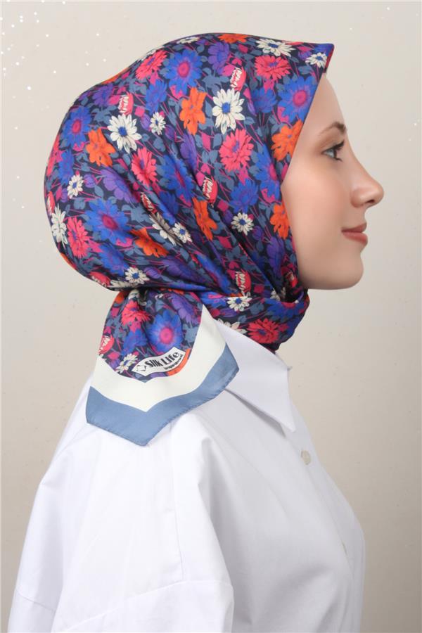 Silk Life Soft Pamuk Eşarp 4132-12 İndigo