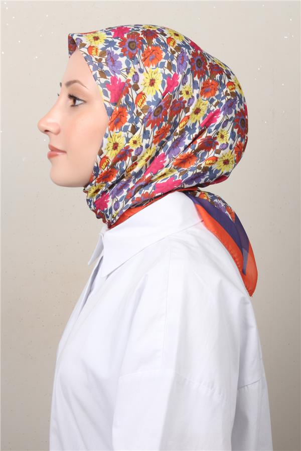 Silk Life Soft Pamuk Eşarp 4132-2 Turuncu