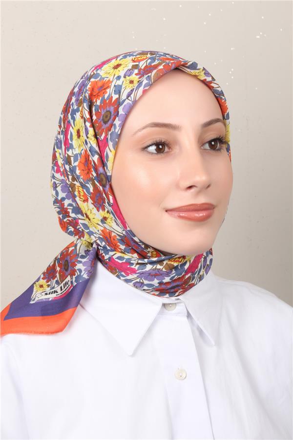 Silk Life Soft Pamuk Eşarp 4132-2 Turuncu