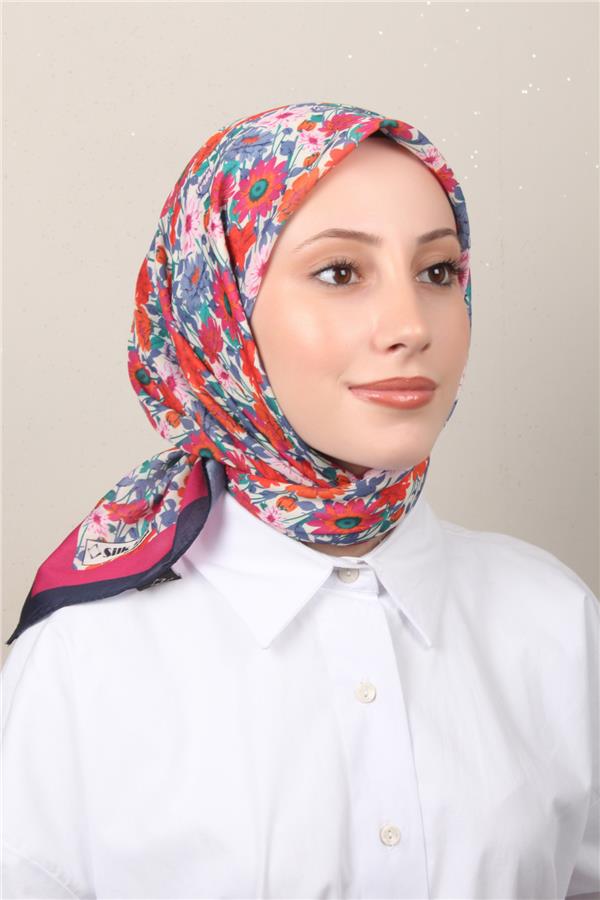 Silk Life Soft Pamuk Eşarp 4132-4 Lacivert