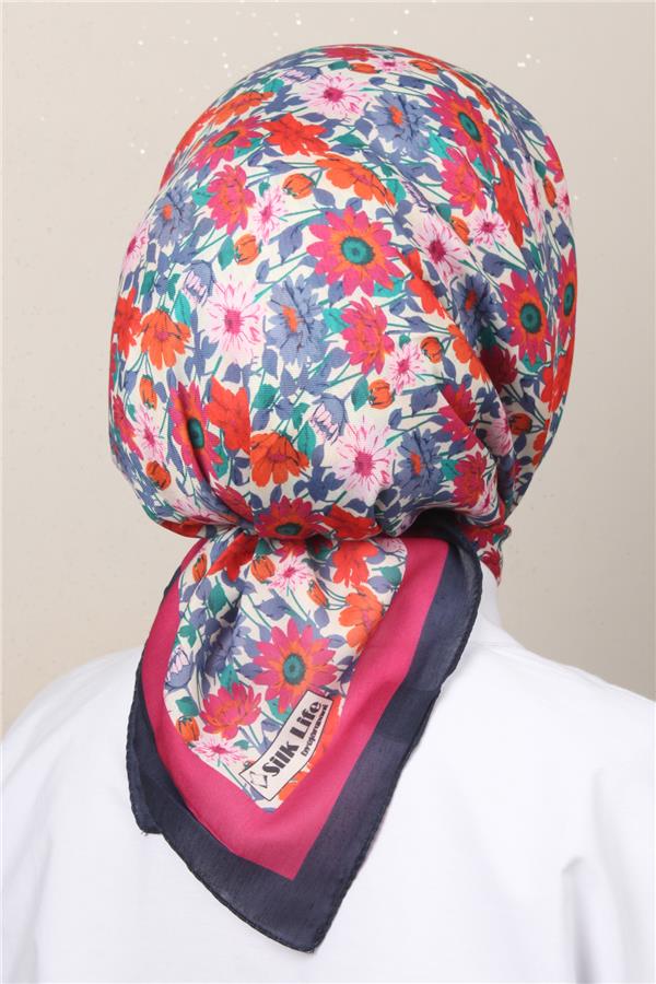 Silk Life Soft Pamuk Eşarp 4132-4 Lacivert