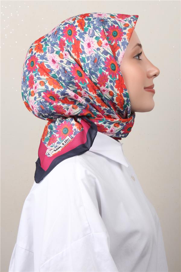 Silk Life Soft Pamuk Eşarp 4132-4 Lacivert