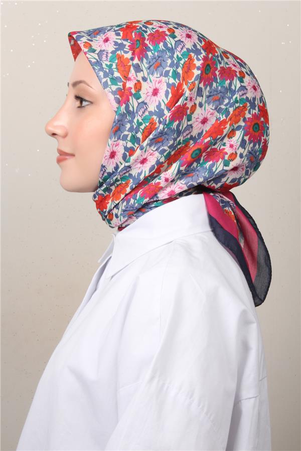Silk Life Soft Pamuk Eşarp 4132-4 Lacivert