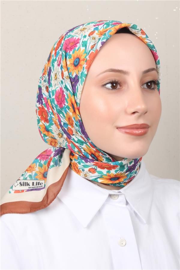 Silk Life Soft Pamuk Eşarp 4132-6 Kahve