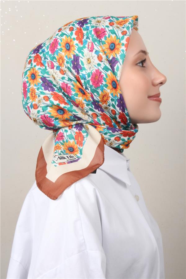 Silk Life Soft Pamuk Eşarp 4132-6 Kahve